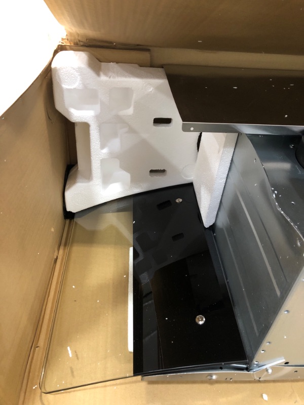 Photo 1 of Comfee CVG36W8AST 36 Inches Ducted Wall Mount Vent Range Hood with 450 CFM 3 Speed Exhaust Fan, Baffle Filters, Curved Glass, 2 LED Lights, Convertible to Ductless, Stainless Steel
