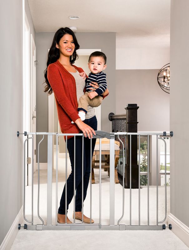 Photo 1 of Regalo Easy Step 49-Inch Extra Wide Baby Gate, Includes 4-Inch and 12-Inch Extension Kit, 4 Pack of Pressure Mount Kit and 4 Pack of Wall Mount Kit, Platinum
