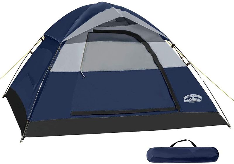 Photo 1 of Pacific Pass 2 Person Family Dome Tent with Removable Rain Fly, Easy Set Up for Camp Backpacking Hiking Outdoor, 82.7 x 82.7 x 47.2 inches, Navy Blue
