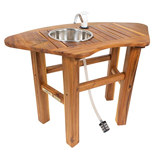 Photo 1 of READY 2 LEARN Outdoor Curved Mud Table with Tap & Sink - Kids Play Sink Hardwood - Weather-Resistant - Kid Safe for Playgrounds & Homes
