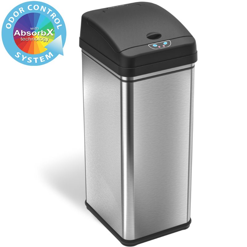 Photo 1 of ITouchless Stainless Steel Sensor Trash Can with AbsorbX Odor Control System, Silver, 13 Gal. (DZT13)
