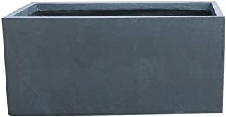 Photo 1 of 15" Kante Lightweight Modern Long Low Outdoor Concrete Rectangular Planter Charcoal Black - Rosemead Home & Garden, Inc.