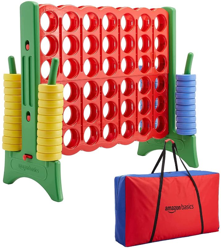 Photo 1 of Amazon Basics Giant Premium Plastic Game Set with Carry Bag, Red&Green
