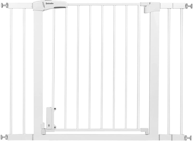 Photo 1 of BABELIO Metal Baby Gate with Wireless Alarm, 29-40 Inch Dog Gate with Door, Easy Step Extra Wide Pressure Mounted Child Gate, No Drilling, Walk Thru Safety Pet Gates for Stairs and Doorways
