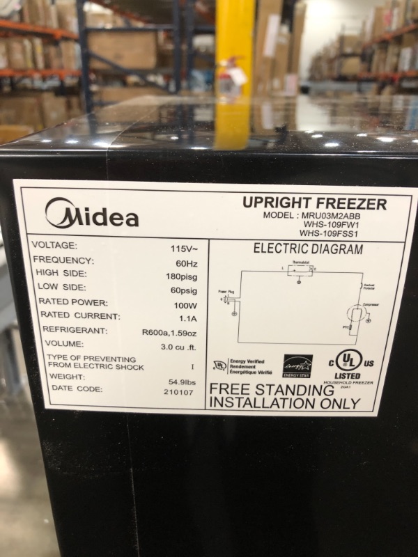 Photo 4 of Midea MRU03M2ABB Upright Freezer Large Black, 3.0 Cubic Feet
