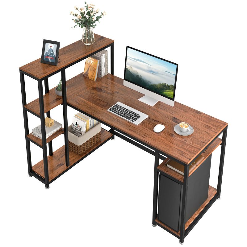 Photo 1 of YITAHOME 55 inch Computer Desk with 7 Storage Shelves Writing Table Workstation
