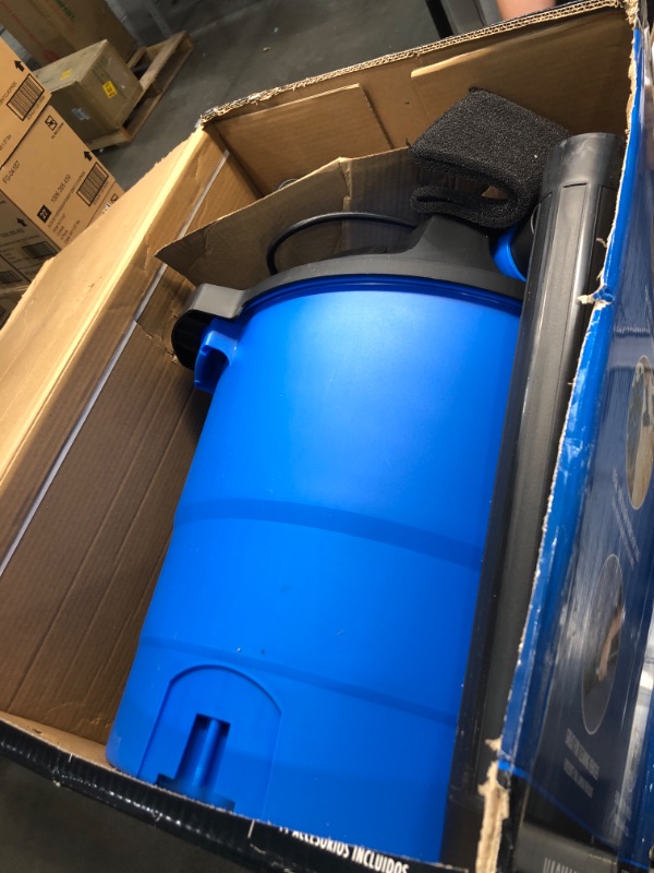 Photo 2 of Vacmaster VBV1210, 12-Gallon 5 Peak HP Wet/Dry Shop Vacuum with Detachable Blower, Blue & Swanson Tool Co S0101 7 Inch Speed Square
