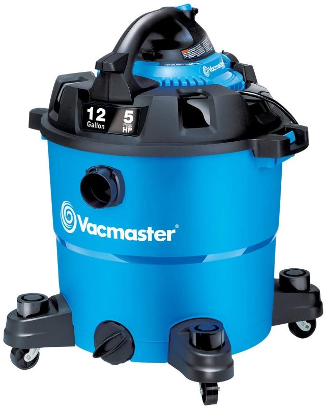 Photo 1 of Vacmaster VBV1210, 12-Gallon 5 Peak HP Wet/Dry Shop Vacuum with Detachable Blower, Blue & Swanson Tool Co S0101 7 Inch Speed Square
