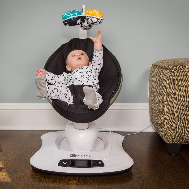 Photo 1 of 4moms mamaRoo 4 Multi-Motion Baby Swing, Bluetooth Baby Rocker with 5 Unique Motions, Nylon Fabric, Black
