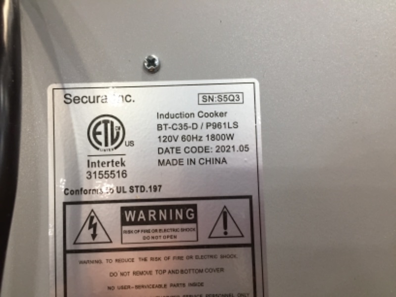 Photo 3 of Duxtop Professional Portable Induction Cooktop, Commercial Range Countertop Burner, 1800 Watts Induction Burner with Sensor Touch and LCD Screen, P961LS/BT-C35-D
