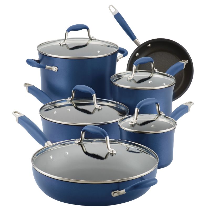 Photo 1 of **NEVER USED**
Anolon Advanced Hard Anodized Nonstick 11 Piece Cookware Set, Indigo
