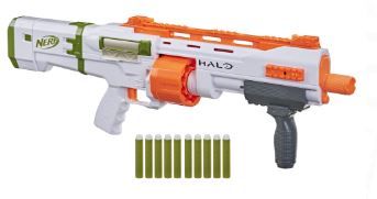 Photo 1 of Nerf Halo Bulldog SG Dart Blaster -- Pump-Action, Rotating 10-Dart Drum, Tactical Rails, 10 Nerf Darts