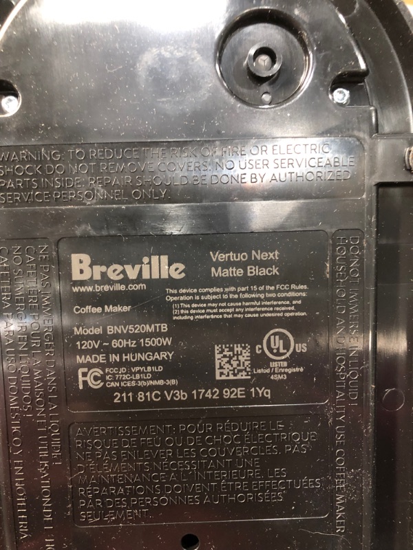 Photo 1 of Nespresso BNV550MTB Vertuo Next Espresso Machine with Aeroccino by Breville, Black Matte
