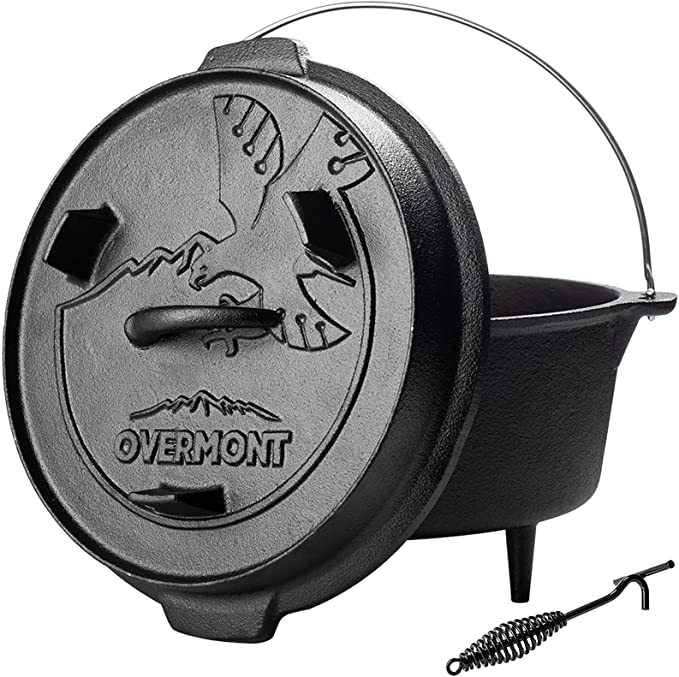 Photo 1 of (COSMETIC DAMAGES)
Overmont Camp Dutch Oven Pre Seasoned Cast Iron Lid Also a Skillet Casserole Pot with Lid Lifter for Camping Cooking BBQ Baking 6QT(Pot+Lid)
