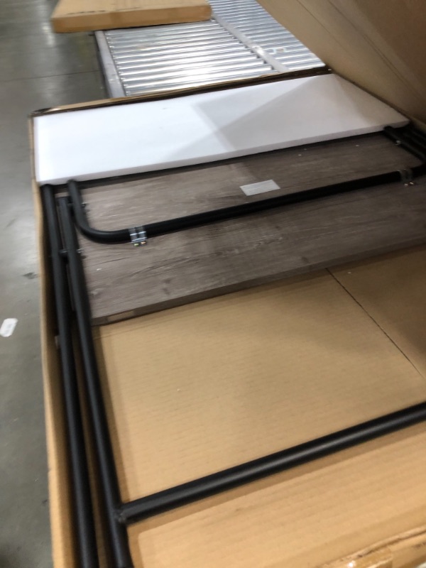 Photo 2 of SOFSYS Modern Folding Desk for Small Space, Computer Gaming, Writing, Student and Home Office Organization, Industrial Metal Frame with Premium Desktop Surfaces, Gray/Black
