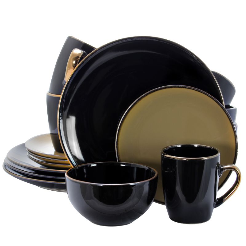 Photo 1 of **NEW**
Elama Cambridge Grand 16-Piece Dinnerware Set in Luxurious Black/ Taupe
