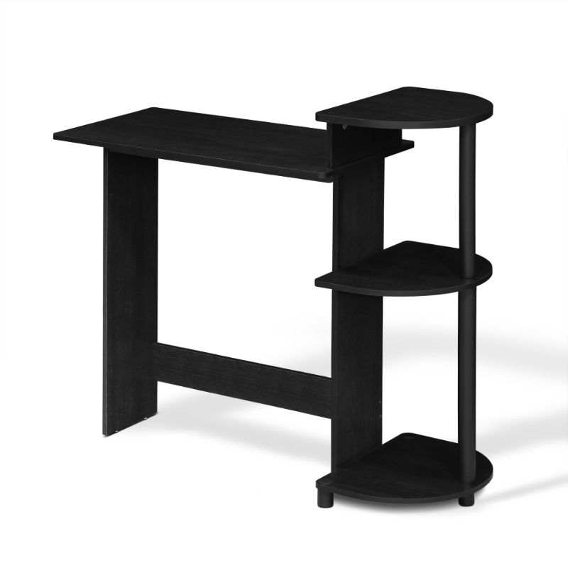 Photo 1 of Furinno Compact Computer Desk with Shelves, Americano/Black, 11181AM/BK
