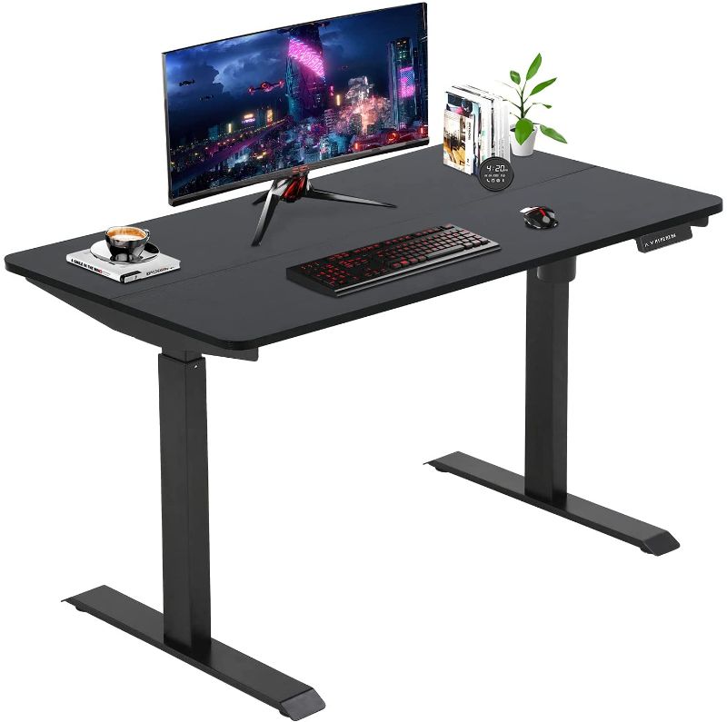 Photo 1 of Electric Standing Desk Converter Height Adjustable Computer Desk 47.2" Home Office Gaming Desk Writing Computer Workstation PC Simple Sit-Stand Large Working Area Modern Student Study Desk,Black