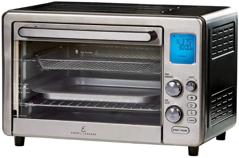 Photo 1 of Emeril Lagasse Power Air Fryer 360 Max XL Family Sized Better Than Convection Ovens Replaces a Hot Air Fryer Oven, Toaster Oven, Rotisserie, Bake, Broil, Slow Cook, Pizza, Dehydrator & More. Emeril Cookbook. Stainless Steel. (MAX 15.6” 19.7” x 13”)