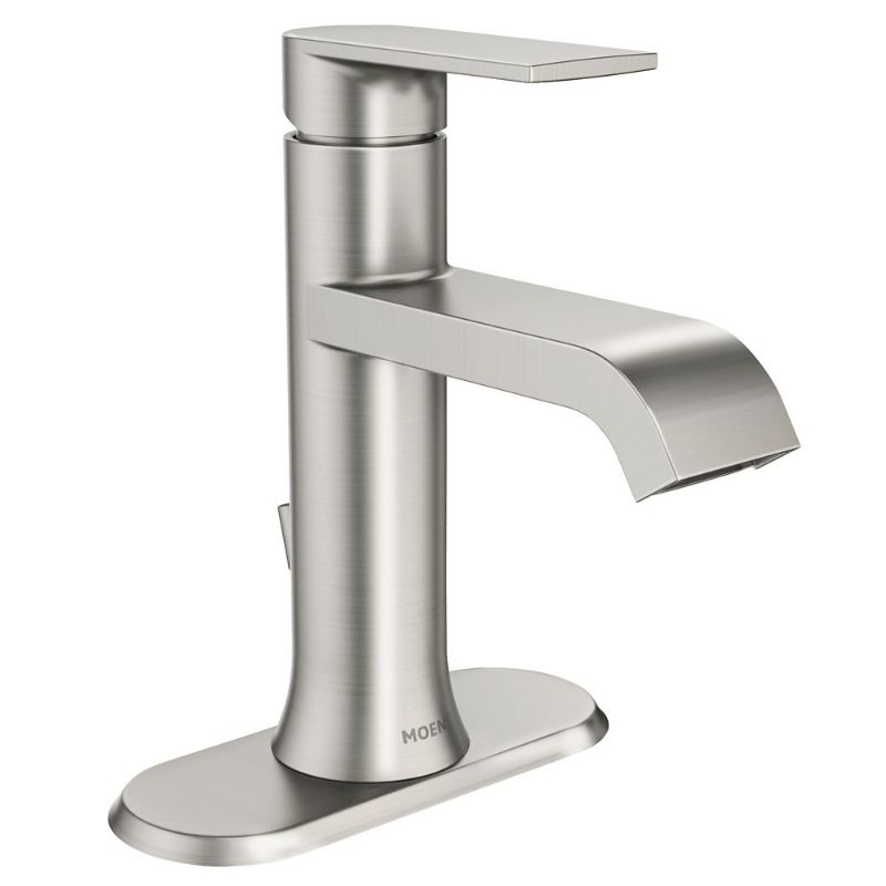 Photo 1 of **PREVIOUSLY OPENED**
MOEN Genta Single Hole Single-Handle Bathroom Faucet in Spot Resist Brushed Nickel
