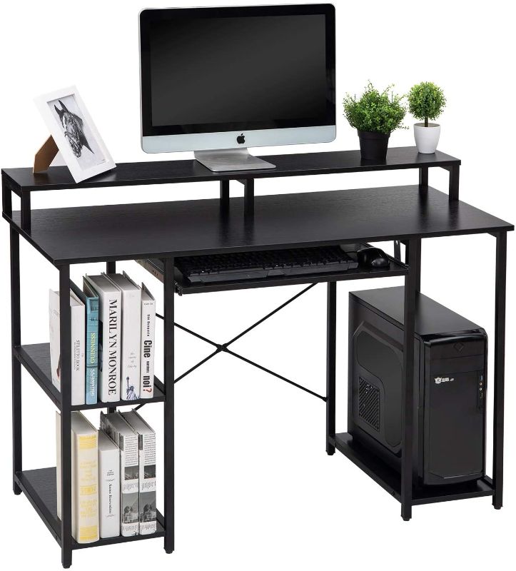 Photo 1 of TOPSKY Computer Desk with Storage Shelves/23.2in Keyboard Tray/Monitor Stand Study Table for Home Office (46.519 inch,Black)
