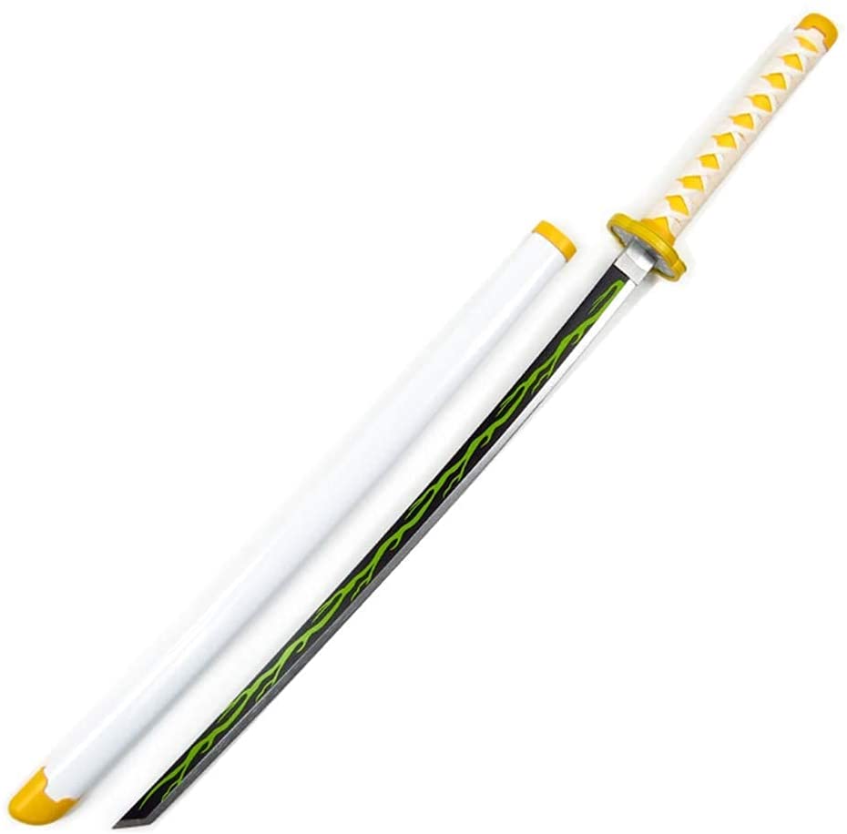 Photo 1 of damdos Halloween Prop Weapon for Demon of Slayer Cosplay Sword PU Foam 31.5inch Tomioka Giyuu Kamado Tanjirou Swords Xmas Birthday Gifts MISSING YELLOW TIP COVER.
