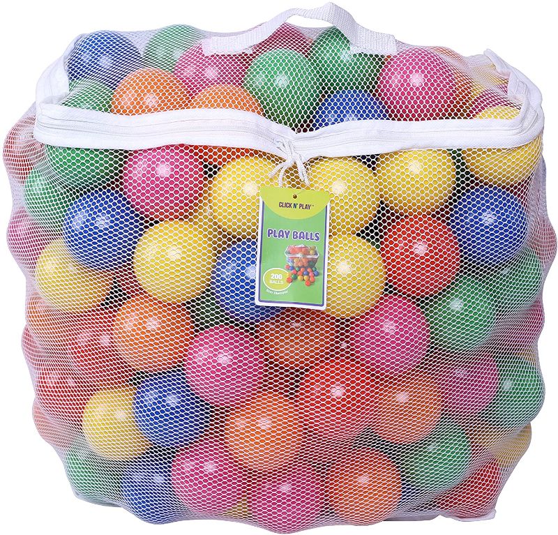 Photo 1 of Ball Pit Balls for Kids, Plastic Refill Balls, 200 Pack, Phthalate and BPA Free, Includes a Reusable Storage Bag with Zipper, Great Gift for Toddlers and Kids
