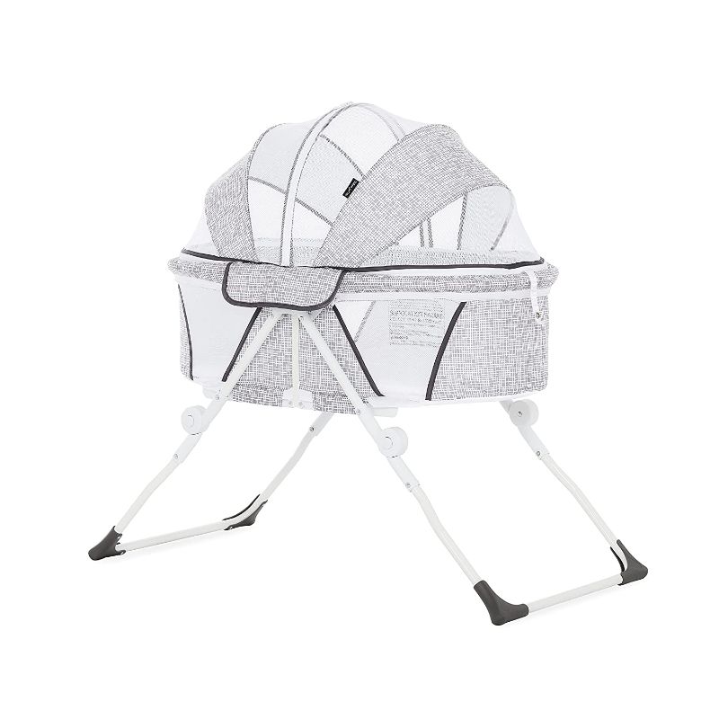 Photo 1 of Dream On Me Karley Plus Portable Quick Fold Bassinet with Removable Canopy in Cool Grey
