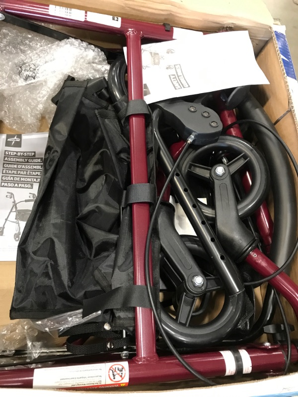 Photo 1 of Medline Steel Rollator Walker Burgundy 350 lbs Capacity