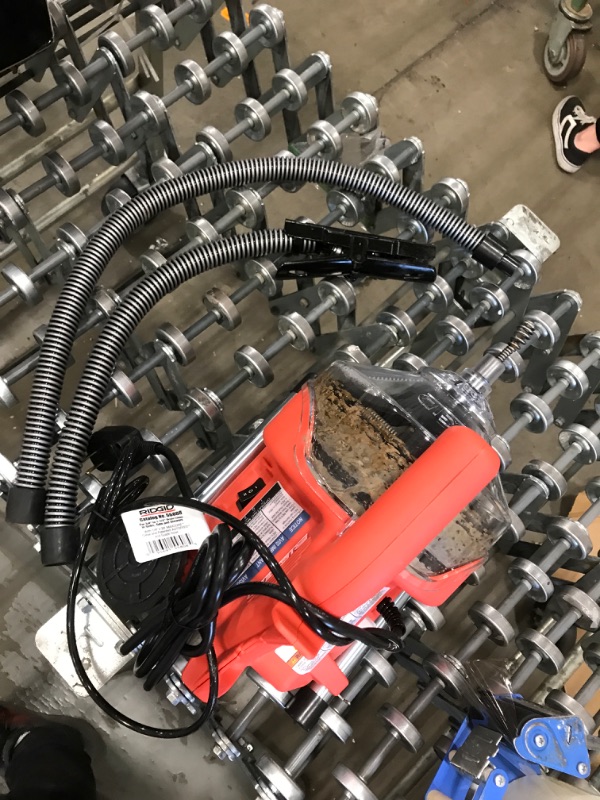 Photo 1 of Ridgid 55808 PowerClear Drain Cleaning Machine 120V Drain Cleaner Cleans Tub, Shower or Sink Blockages from 3/4" to 11/2" diameter, Red
