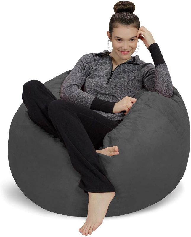 Photo 1 of Sofa Sack - Plush, Ultra Soft Bean Bag Chair - Memory Foam Bean Bag Chair with Microsuede Cover - Stuffed Foam Filled Furniture and Accessories for Dorm Room - Charcoal 3'
