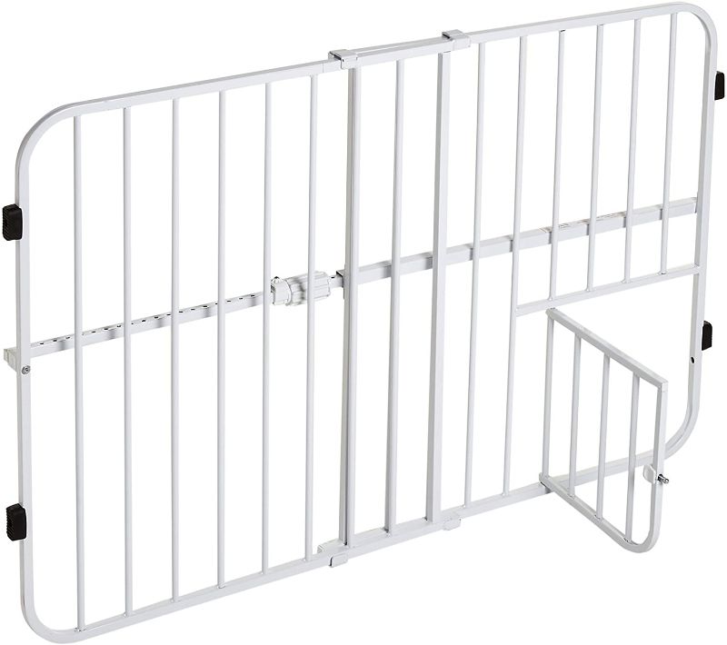 Photo 1 of Carlson Pet Products Tuffy Metal Expandable Pet Gate, Includes Small Pet Door, 24 x 22-38 inch, Beige
