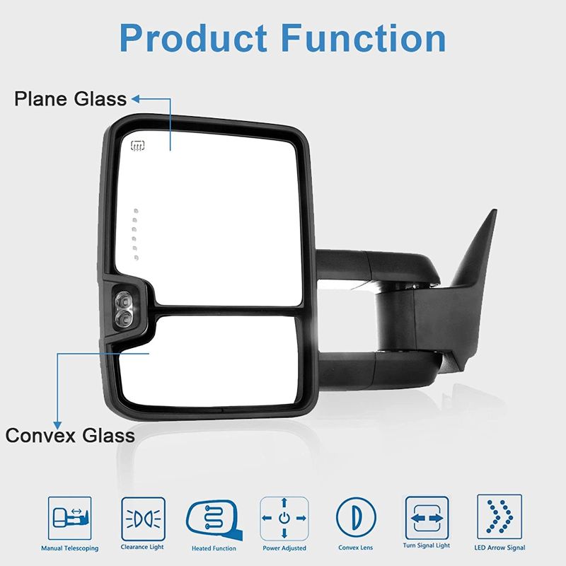 Photo 1 of ** ONE RIGHT SIDE MIRROR** ECCPP Towing Mirrors High perfromance Automotive Exterior Mirrors Power Heated Turn Signal Replacement fit for 2003-2007 for Silverado for Sierra for Chevy for gmc 1500 2500 3500(07 New Body Style)
