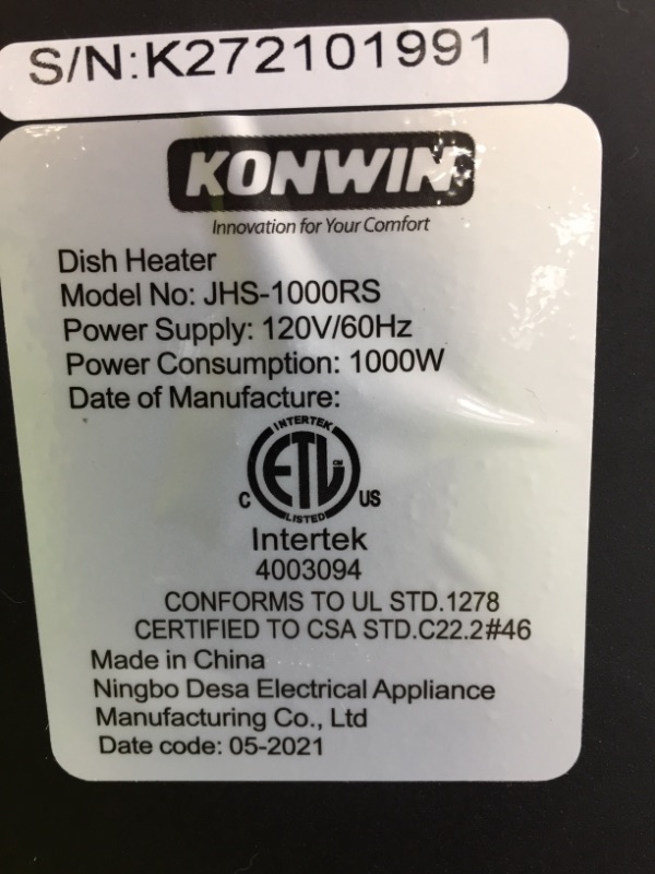 Photo 3 of  KONWIN DISH HEATER