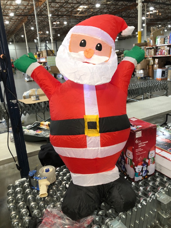 Photo 2 of 3.5 ft Pre-Lit LED Airblown Santa Christmas Inflatable