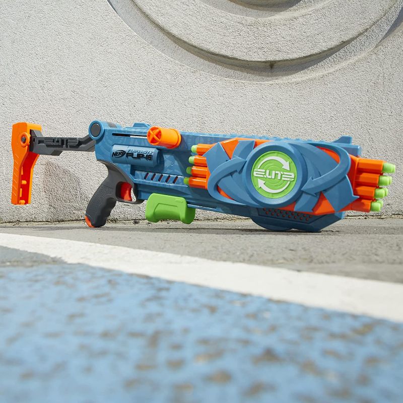 Photo 1 of NERF Elite 2.0 Flipshots Flip-16 Blaster with 16 Dart Barrels That Flip to Double Your Firepower, 16-Dart Capacity,