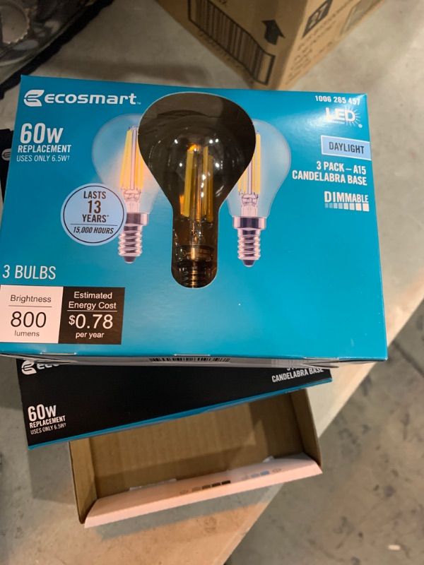 Photo 2 of 60-Watt Equivalent A15 Dimmable Appliance Fan Clear Glass Filament LED Vintage Edison Light Bulb Daylight (4 3-Pack)
