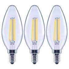 Photo 1 of 100-Watt Equivalent B13 Dimmable Blunt Tip Candle Clear Glass Filament LED Vintage Edison Light Bulb Daylight (4 3-Pack)
