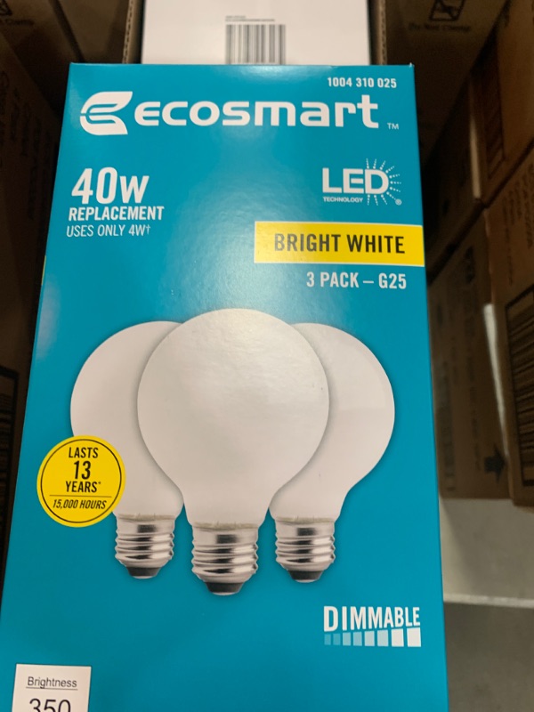 Photo 2 of 40-Watt Equivalent G25 Dimmable ENERGY STAR Frosted Glass Filament LED Vintage Edison Light Bulb Bright White (4 3-Pack)
