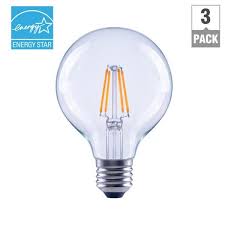 Photo 1 of 25-Watt Equivalent G25 Dimmable Globe Clear Glass Filament LED Vintage Edison Light Bulb Daylight (4 3-Pack)
