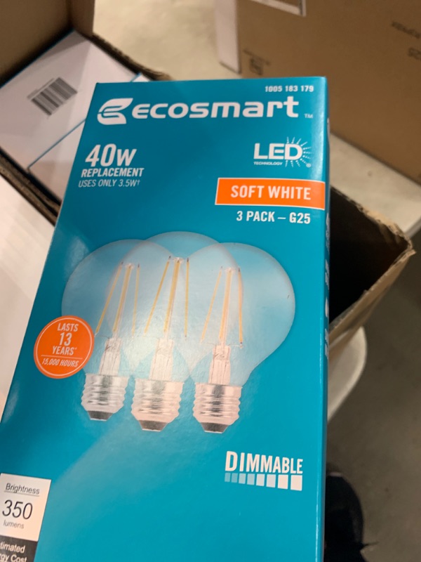 Photo 2 of 40-Watt Equivalent G25 Globe Dimmable ENERGY STAR Clear Glass Filament LED Vintage Edison Light Bulb Soft White (4 3-Pack)
