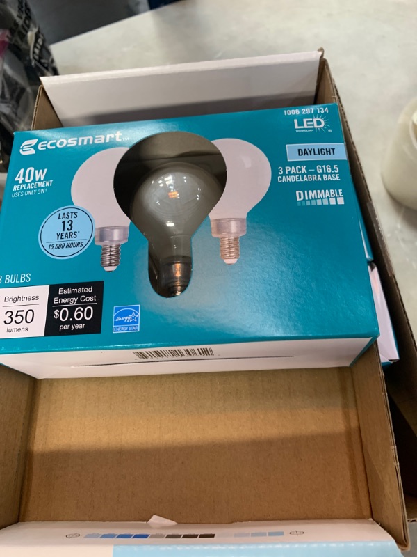 Photo 2 of 40-Watt Equivalent G16.5 ENERGY STAR and CEC Title 20 Dimmable Filament LED Light Bulb Day Light (4 3-Pack)
