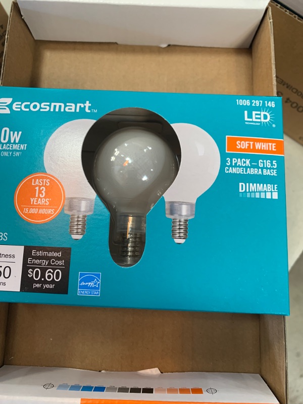 Photo 2 of 40-Watt Equivalent G16.5 ENERGY STAR and CEC Title 20 Dimmable Filament LED Light Bulb Bright White 3000K (4 3-Pack)
