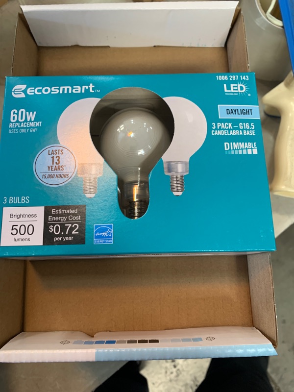 Photo 2 of 40-Watt Equivalent G16.5 ENERGY STAR and CEC Title 20 Dimmable Filament LED Light Bulb Bright White 3000K (4 3-Pack)
