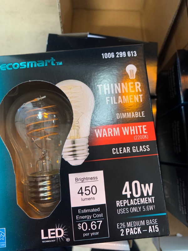 Photo 1 of 40-Watt Equivalent A15 Dimmable Fine Bendy Filament LED Vintage Edison Light Bulb Warm White (4 2-Pack)
