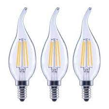 Photo 1 of 60-Watt Equivalent B11 Dimmable Flame Bent Tip Clear Glass Filament LED Vintage Edison Light Bulb Bright White (3-Pack)
