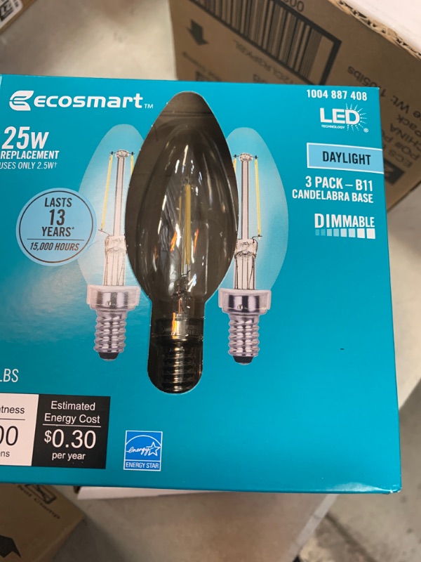 Photo 2 of 25-Watt Equivalent B11 Candle Dimmable ENERGY STAR Clear Glass Filament LED Vintage Edison Light Bulb Daylight ( 4 3-Pack)
