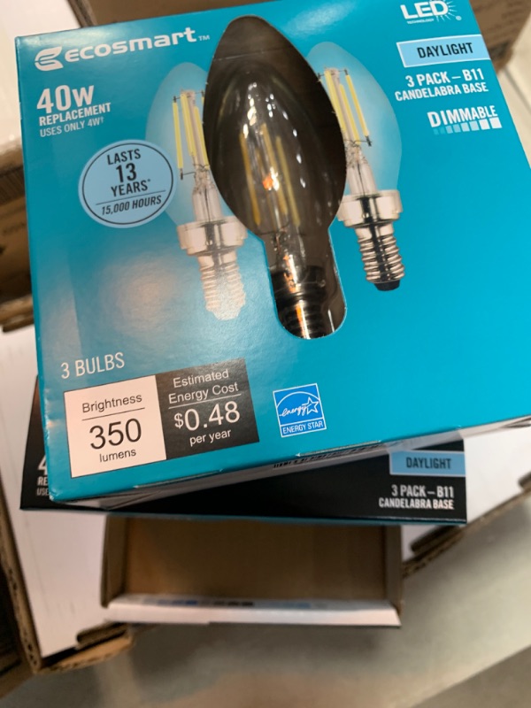 Photo 2 of 40-Watt Equivalent B11 Candle Dimmable ENERGY STAR Clear Glass Filament Vintage LED Light Bulb Daylight (4 3-Pack)
