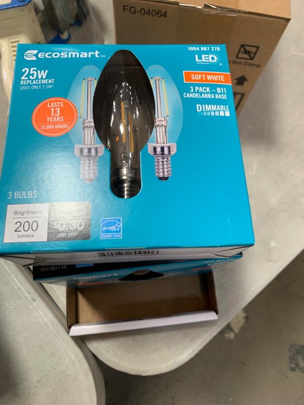 Photo 2 of 25-Watt Equivalent B11 Candle Dimmable ENERGY STAR Clear Glass Filament Vintage LED Light Bulb Soft White (4 3-Pack)
