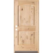 Photo 1 of 36 in. x 80 in. Rustic Knotty Alder 2-Panel Square Top Unfinished Wood Front Door Slab
